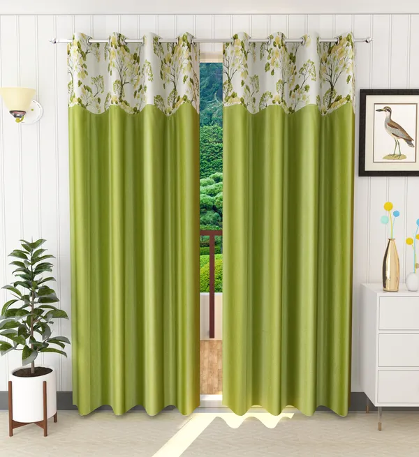 Pack_Of_2_Green_Polyester_Curtains_For_Long_Door/Door/Window