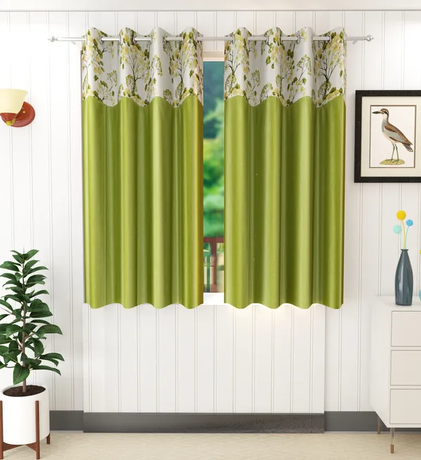 Pack_Of_2_Green_Polyester_Curtains_For_Long_Door/Door/Window