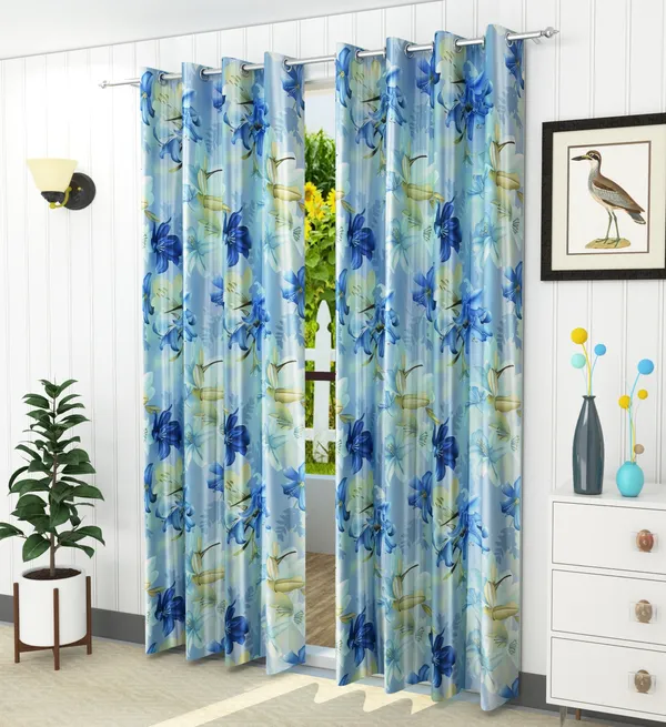 Pack_of_2_Polyester_Floral_Room_Darkening_Curtain_Panel_for_Door,_Window,_Long_Door_-_Blue