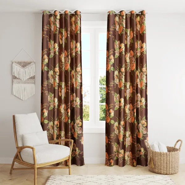 Pack_of_2_Polyester_Floral_Room_Darkening_Curtain_Panel_for_Door,_Window,_Long_Door_-_Coffee