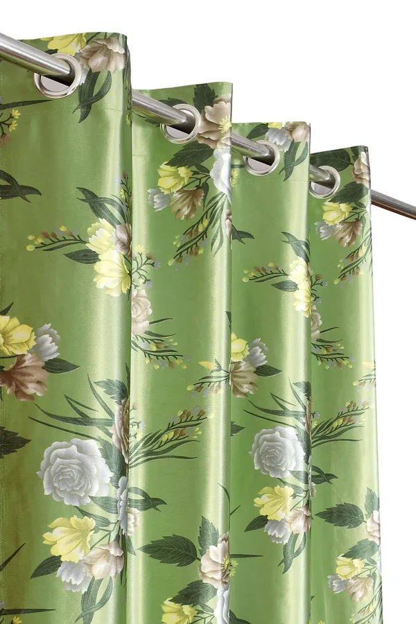 Pack_of_2_Polyester_Floral_Room_Darkening_Curtain_Panel_for_Door,_Window,_Long_Door_-_Green