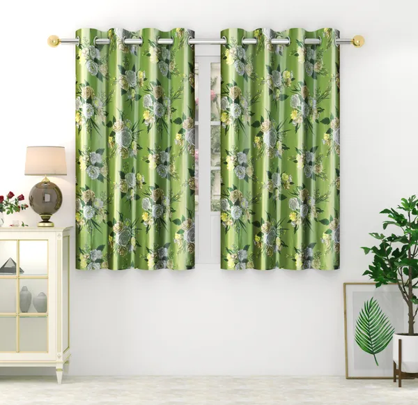 Pack_of_2_Polyester_Floral_Room_Darkening_Curtain_Panel_for_Door,_Window,_Long_Door_-_Green