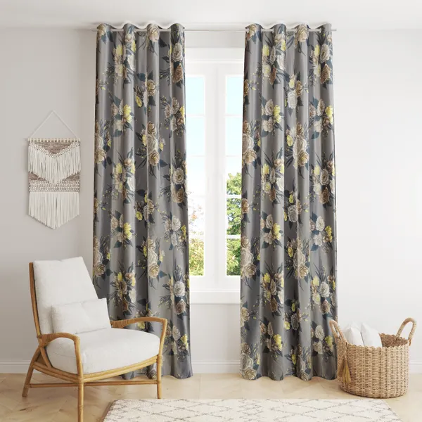 Pack_of_2_Polyester_Floral_Room_Darkening_Curtain_Panel_for_Door,_Window,_Long_Door_-_Grey