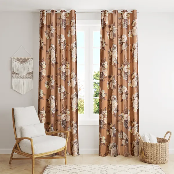 Pack_of_2_Polyester_Floral_Room_Darkening_Curtain_Panel_for_Door,_Window,_Long_Door_-_Light_Brown