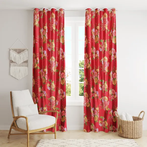 Pack_of_2_Polyester_Floral_Room_Darkening_Curtain_Panel_for_Door,_Window,_Long_Door_-_Maroon