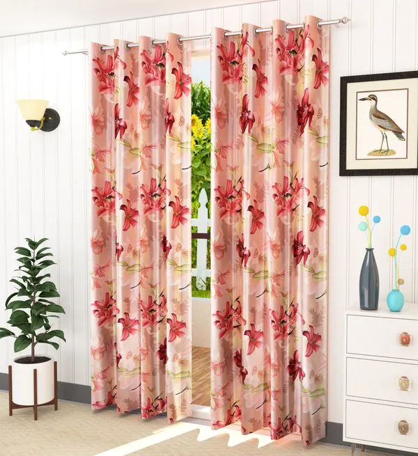 Pack_of_2_Polyester_Floral_Room_Darkening_Curtain_Panel_for_Door,_Window,_Long_Door_-_Maroon