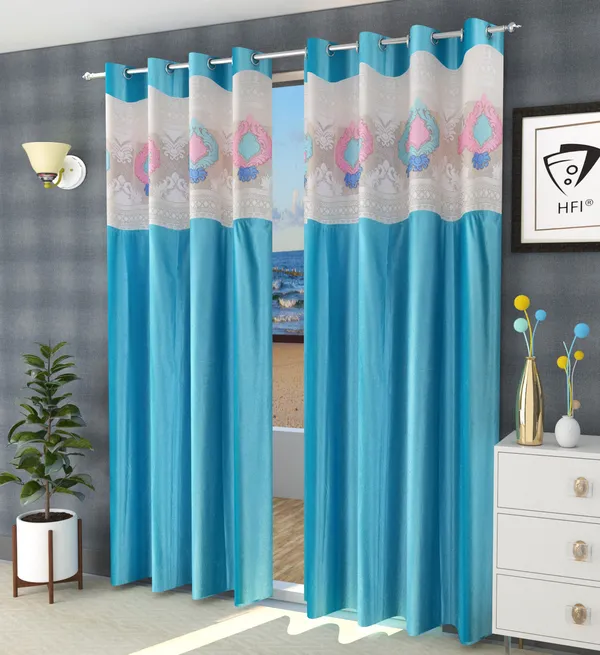 Pack_Of_2_Aqua_Blue_Polyester_Curtains_For_Long_Door/Door/Window