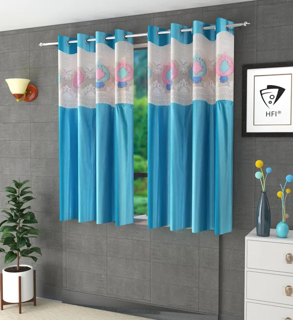Pack_Of_2_Aqua_Blue_Polyester_Curtains_For_Long_Door/Door/Window