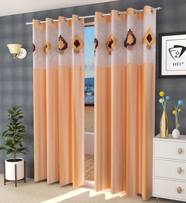 Pack_Of_2_Beige_Polyester_Curtains_For_Long_Door/Door/Window