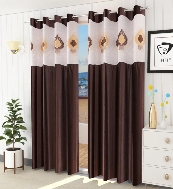 Pack_Of_2_Coffee_Polyester_Curtains_For_Long_Door/Door/Window
