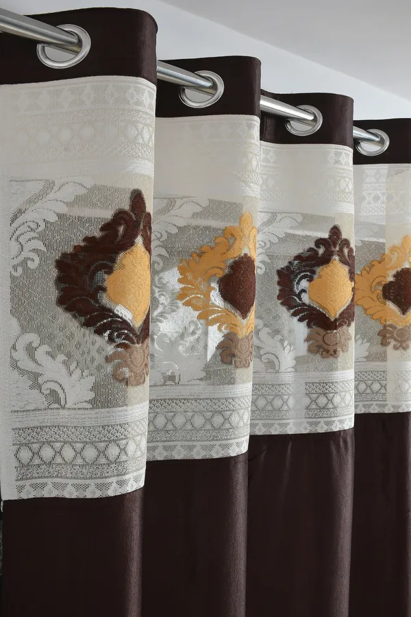 Pack_Of_2_Coffee_Polyester_Curtains_For_Long_Door/Door/Window