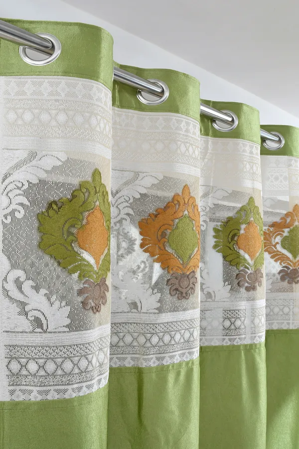 Pack_Of_2_Green_Polyester_Curtains_For_Long_Door/Door/Window