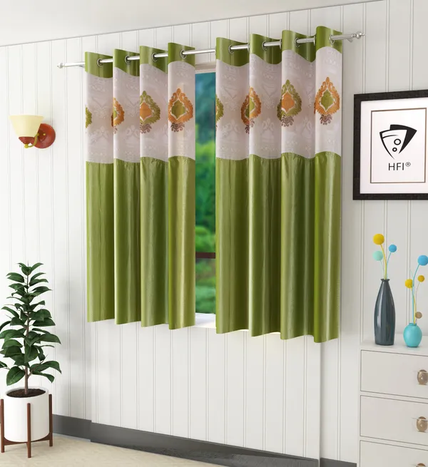 Pack_Of_2_Green_Polyester_Curtains_For_Long_Door/Door/Window