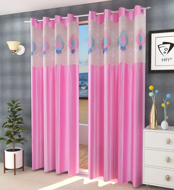 Pack_Of_2_Pink_Polyester_Curtains_For_Long_Door/Door/Window