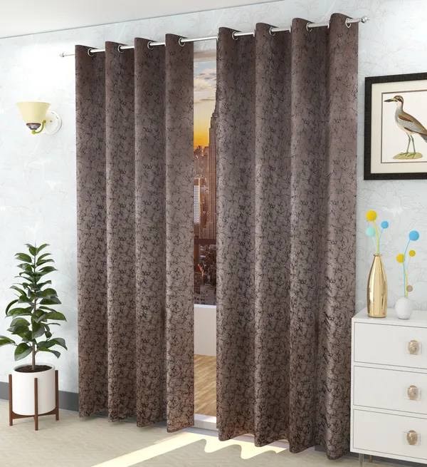 Pack_Of_2_Brown_Velvet_Curtains_For_Long_Door/Door/Window