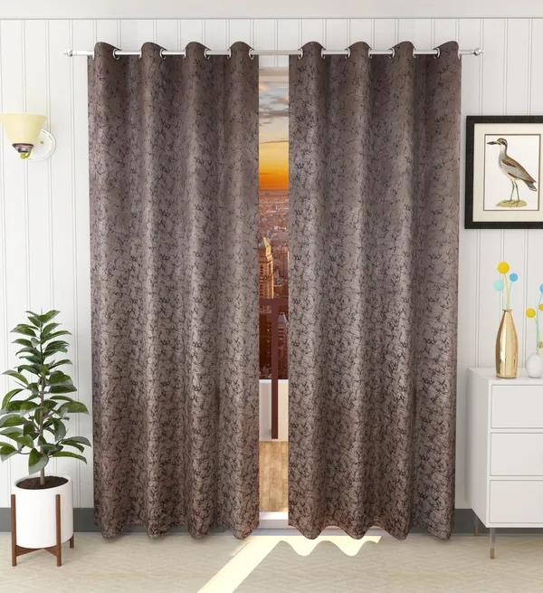 Pack_Of_2_Brown_Velvet_Curtains_For_Long_Door/Door/Window
