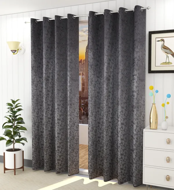 Pack_Of_2_Grey_Velvet_Curtains_For_Long_Door/Door/Window