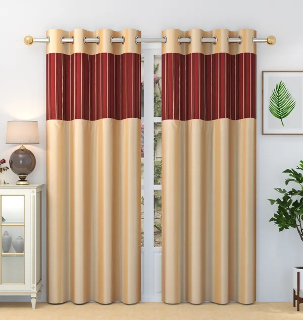 Pack_Of_2_Beige_Polyester_Curtains_For_Long_Door/Door/Window