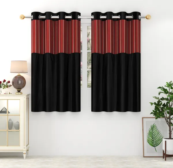 Pack_Of_2_Black_Polyester_Curtains_For_Long_Door/Door/Window