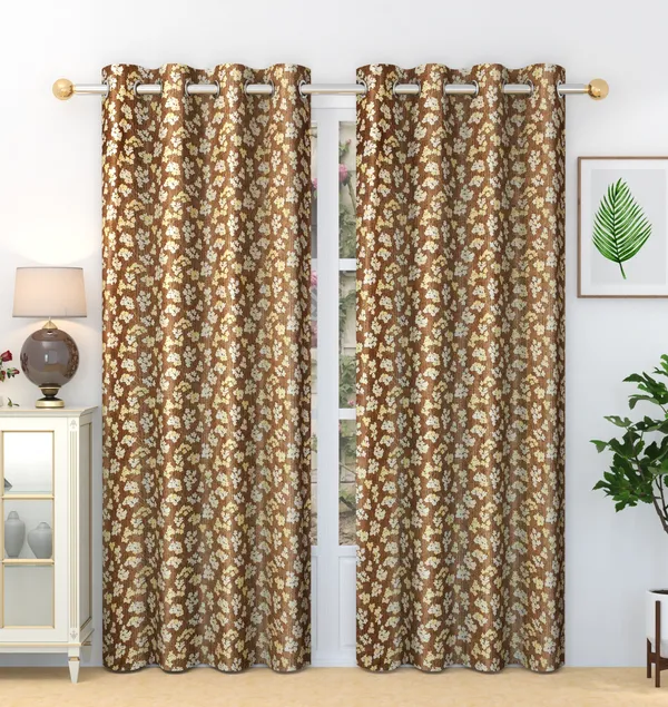 Pack_Of_2_Brown_Polyester_Curtains_For_Long_Door/Door/Window