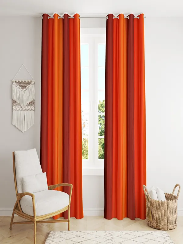 Pack_Of_2_Orange_Polyester_Curtains_For_Long_Door/Door/Window