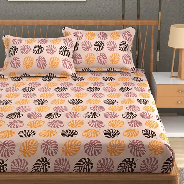 180_TC_Double_BedSheet_with_2_Pillow_Covers_-_(90x90_inches)_-_Orange