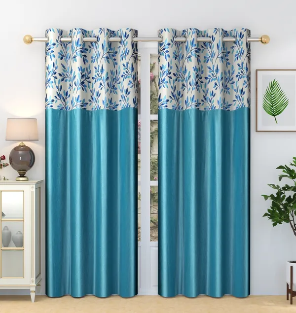 Aqua_Blue_Designer_Fern_Pack_of_2_Polyester_Curtain_for_Window,_Door,_Long_Door