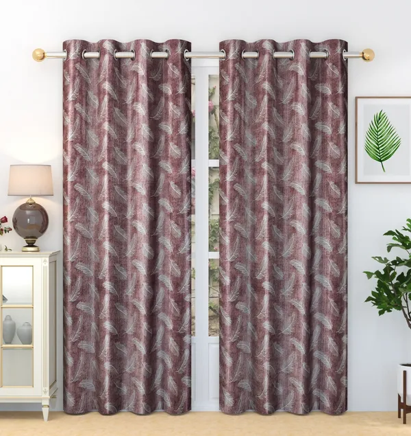 Pack_Of_2_Wine_Polyester_Curtains_For_Long_Door/Door/Window