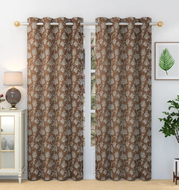 Pack_Of_2_Brown_Polyester_Curtains_For_Long_Door/Door/Window