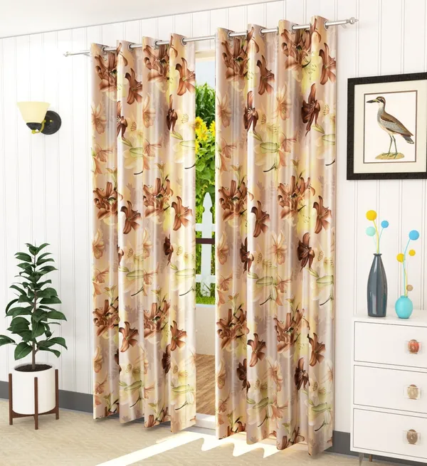 Brown_Polyester_Room_Darkening_Curtain_for_Door,_Window,_Long_Door_-_Floral