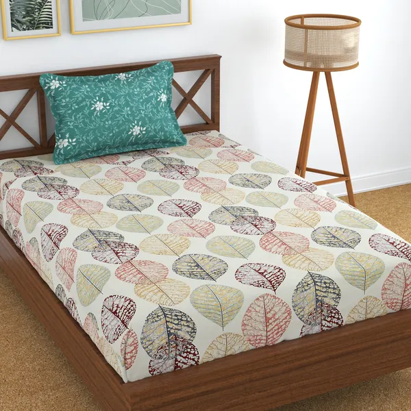 Multicolor_210_TC_Glace_Cotton_Single_Floral_Flat_Bedsheet_(Pack_of_1,_White,_Green)