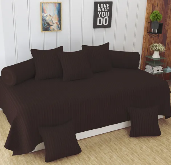 160_TC_Stripe_Glace_Cotton_Diwan_Set_-_8_Piece_-_Brown