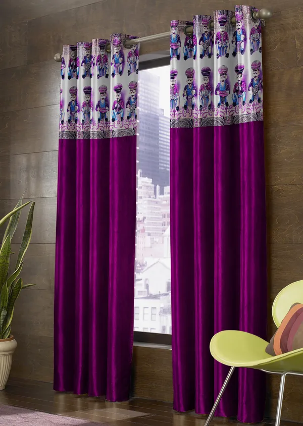 Pack_Of_2_Wine_Polyester_Curtains_For_Long_Door/Door/Window