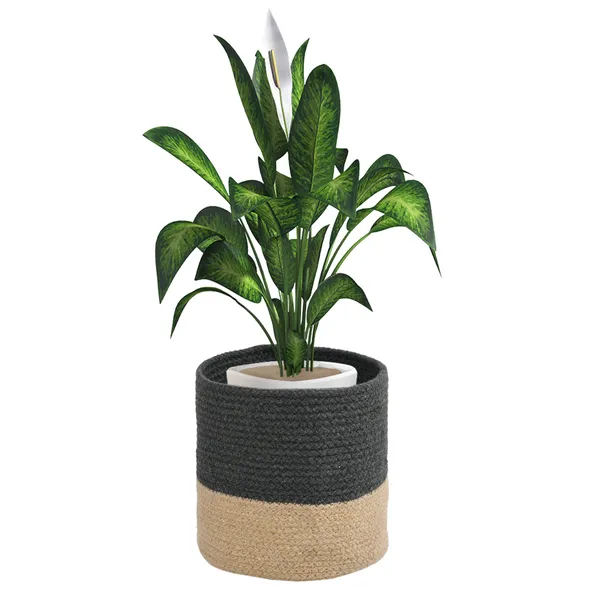 Grey_Braided_Cotton_Baskets_|_Storage_Bins_Organizer_|_Laundry,_Toys_&_Planter_Basket-_Set_of_2_(8,_6_Inch)_-_Grey