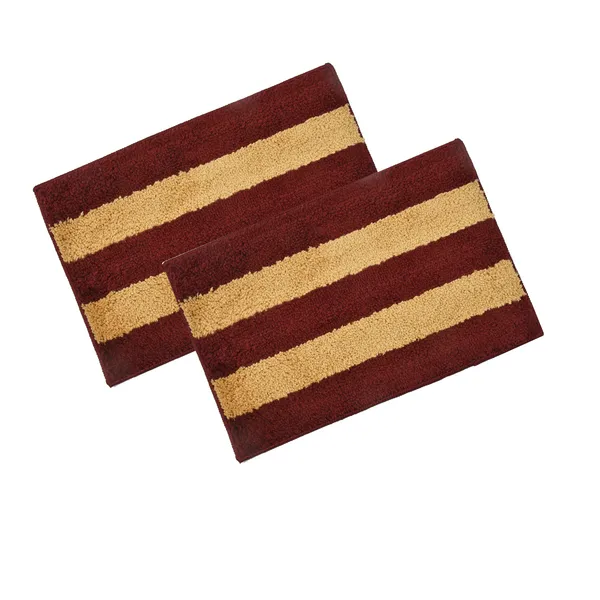 Striped_Water_Absorbent_Anti-Skid_Bath_Mat_-_Microfiber,_Maroon,_35x55_cm,_Pack_of_2