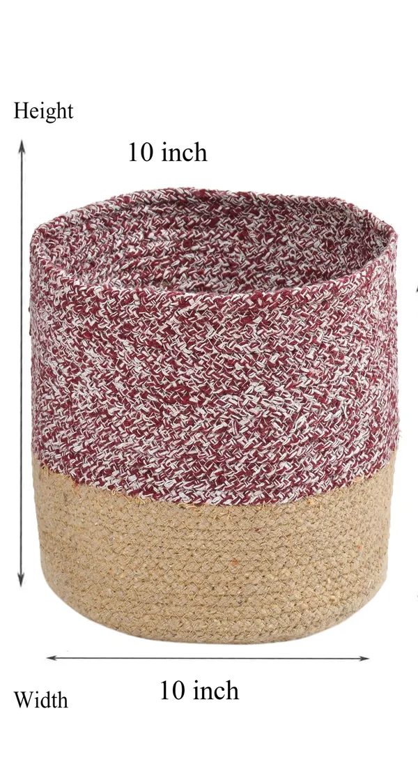 Maroon_Braided_Cotton_Baskets_|_Storage_Bins_Organizer_|_Laundry,_Toys_&_Planter_Basket-_Set_of_2_(10_Inch)_-_Maroon