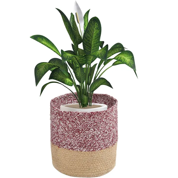 Maroon_Braided_Cotton_Baskets_|_Storage_Bins_Organizer_|_Laundry,_Toys_&_Planter_Basket-_Set_of_2_(10_Inch)_-_Maroon