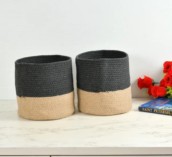 Grey_Braided_Cotton_Baskets_|_Storage_Bins_Organizer_|_Laundry,_Toys_&_Planter_Basket-_Set_of_2_(8_Inch)_-_Grey