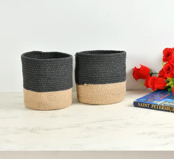 Grey_Braided_Cotton_Baskets_|_Storage_Bins_Organizer_|_Laundry,_Toys_&_Planter_Basket-_Set_of_2_(6_Inch)_-_Grey