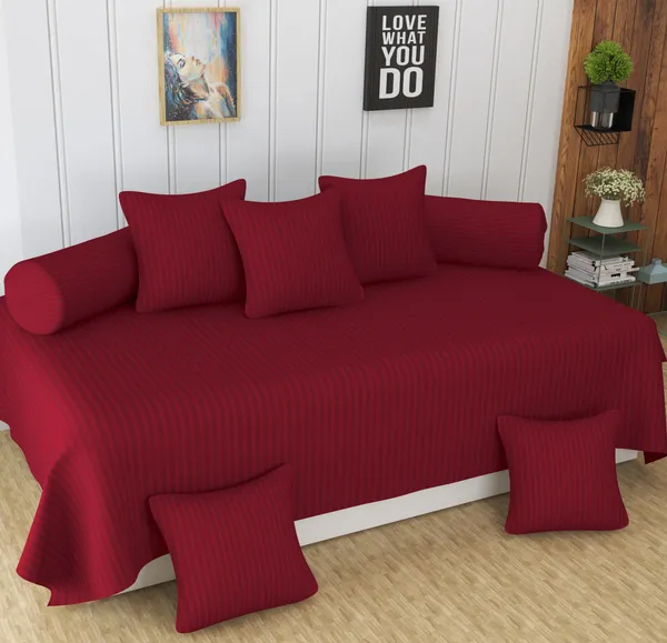 160_TC_Stripe_Glace_Cotton_Diwan_Set_-_8_Piece_-_Maroon