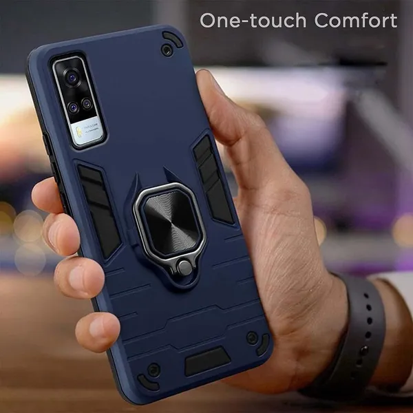Vivo_Y51A_Armor_Bumper_Back_Cover_Case_for_Vivo_Y51A_V2031/Vivo_Y51_(2020)_V2030/Vivo_Y31-PC+TPU_360-Protective-Design-Tough_Rugged__ShockProof_Kickstand-Blue