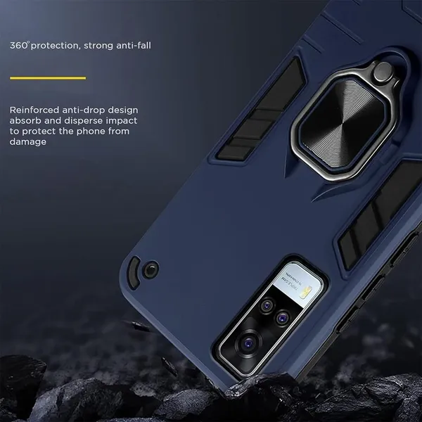 Vivo_Y51A_Armor_Bumper_Back_Cover_Case_for_Vivo_Y51A_V2031/Vivo_Y51_(2020)_V2030/Vivo_Y31-PC+TPU_360-Protective-Design-Tough_Rugged__ShockProof_Kickstand-Blue