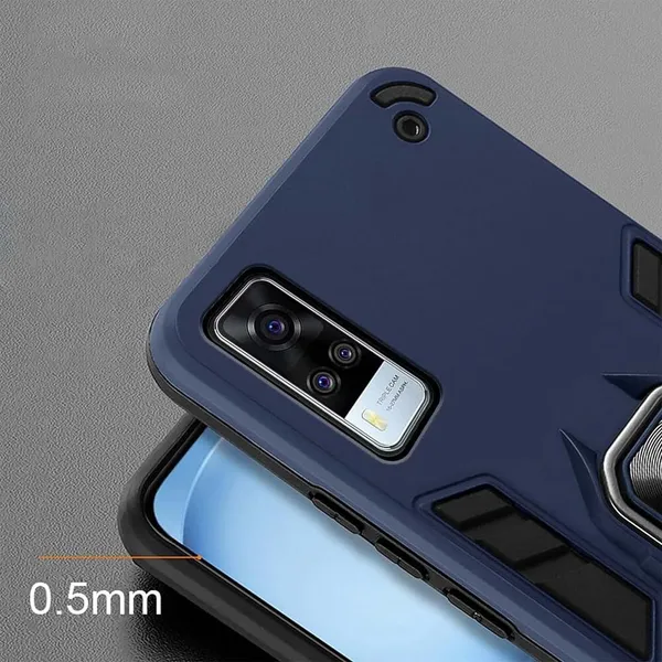 Vivo_Y51A_Armor_Bumper_Back_Cover_Case_for_Vivo_Y51A_V2031/Vivo_Y51_(2020)_V2030/Vivo_Y31-PC+TPU_360-Protective-Design-Tough_Rugged__ShockProof_Kickstand-Blue