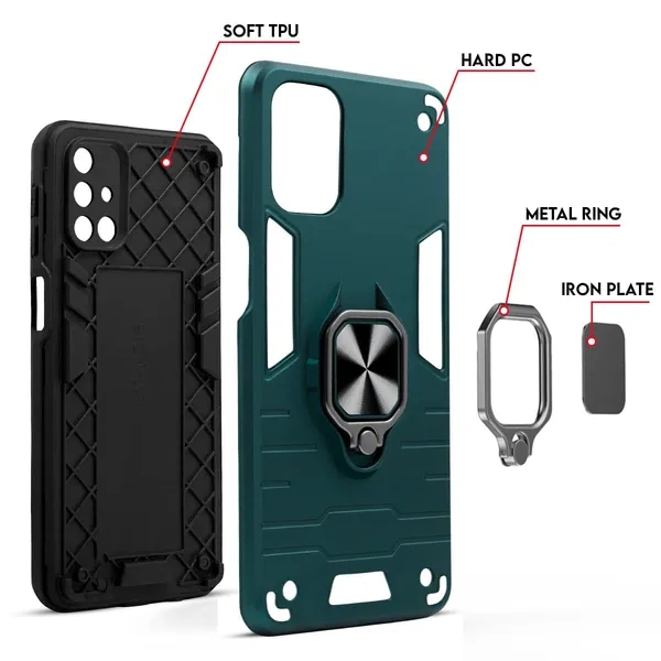 Vivo_Y51A_Armor_Bumper_Back_Cover_Case_for_Vivo_Y51A_V2031/Vivo_Y51_(2020)_V2030/Vivo_Y31-PC+TPU_360-Protective-Design-Tough_Rugged__ShockProof_Kickstand-Blue