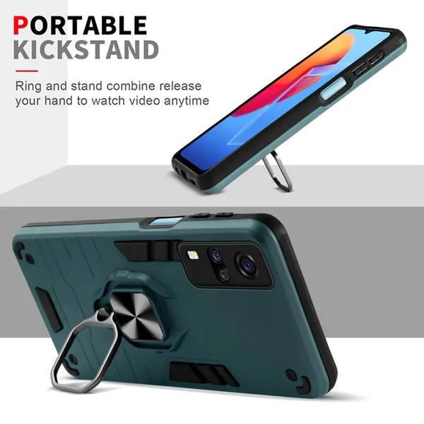 Vivo_Y51A_Armor_Bumper_Back_Cover_Case_for_Vivo_Y51A_V2031/Vivo_Y51_(2020)_V2030/Vivo_Y31-PC+TPU_360-Protective-Design-Tough_Rugged__ShockProof_Kickstand-Blue