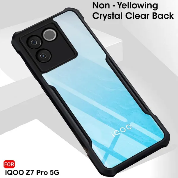 iQOO_Z7_Pro_5G,Vivo_T2_Pro_5G_ShockProof_Bumper_Crystal_Clear_Transparent_Back_Cover_Case__Protective-Design-Black