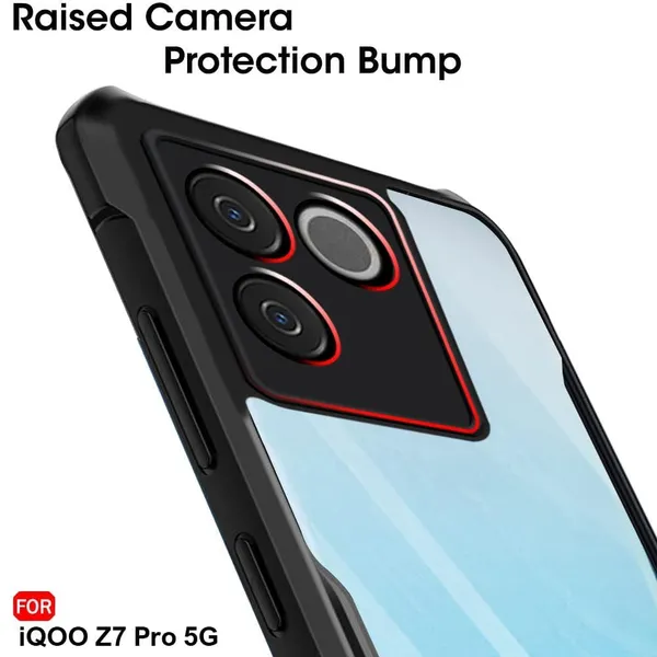 iQOO_Z7_Pro_5G,Vivo_T2_Pro_5G_ShockProof_Bumper_Crystal_Clear_Transparent_Back_Cover_Case__Protective-Design-Black