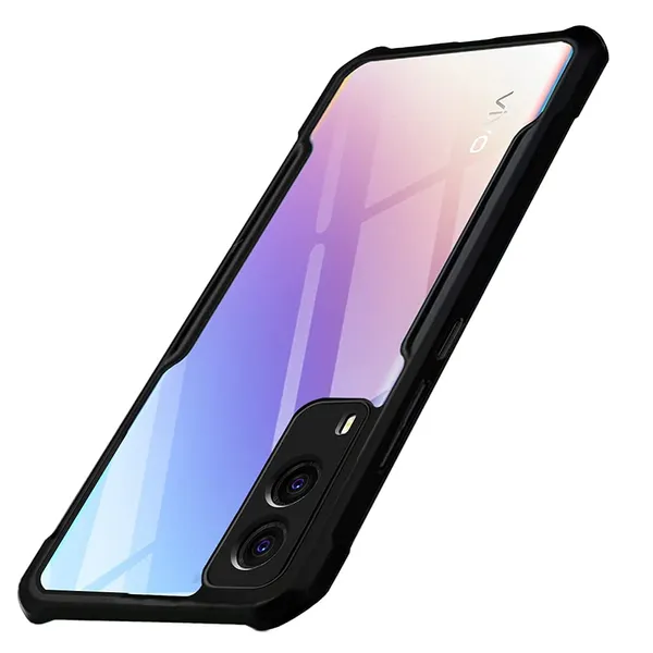 Vivo_V21e_5G_ShockProof_Bumper_Crystal_Clear_Transparent_Back_Cover_Case_for_Vivo_V21e_5G-PC+TPU_360_Protective_Design-Black