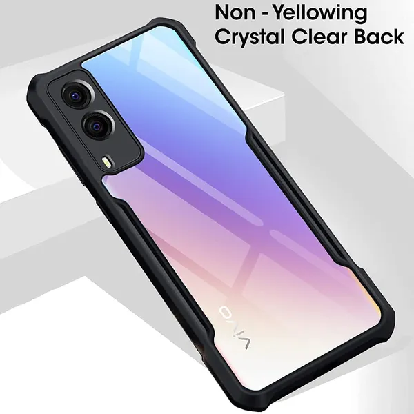 Vivo_V21e_5G_ShockProof_Bumper_Crystal_Clear_Transparent_Back_Cover_Case_for_Vivo_V21e_5G-PC+TPU_360_Protective_Design-Black