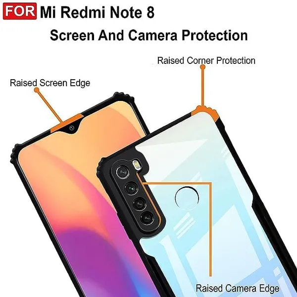 Redmi_Note_8|_PC+TPU_360_Protective_Design_|_Black___ShockProof_Bumper_Crystal_Clear_Transparent_Back_Cover_Case